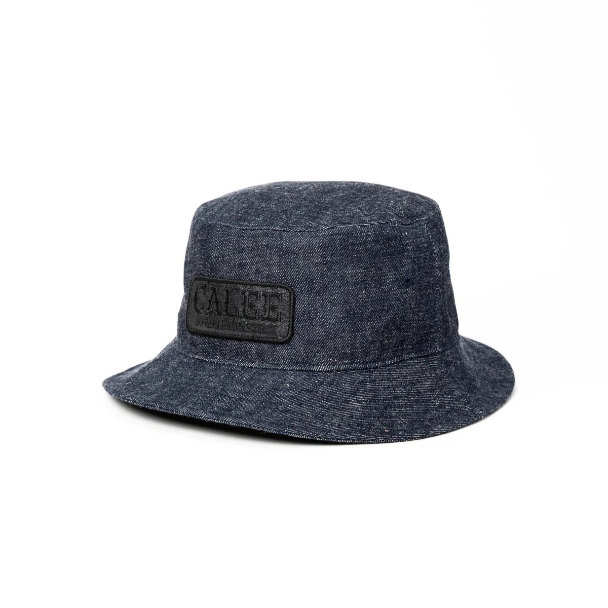 画像1: CALEE  LEATHER WAPPEN DENIM BUCKET HAT (1)