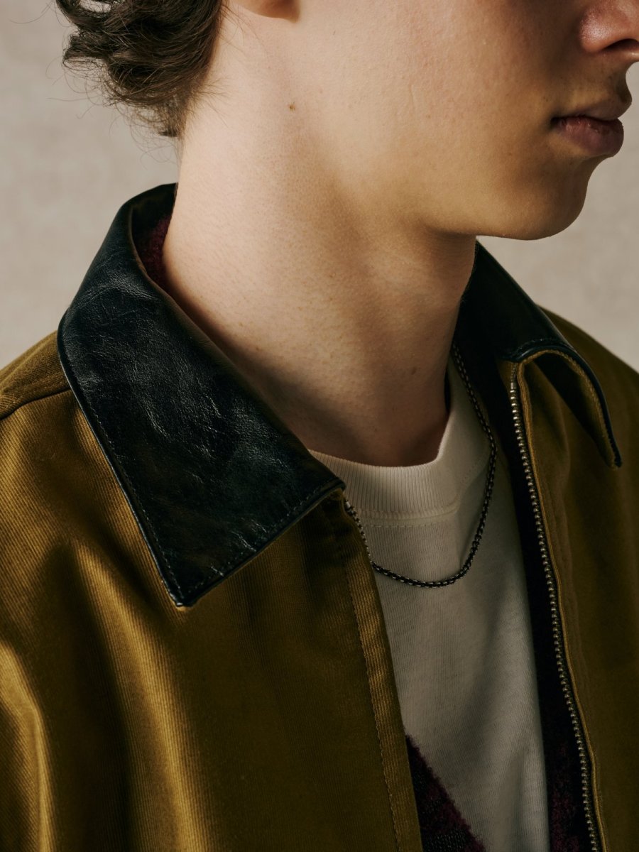 画像12: CALEE  CORD CLOTH LEATHER COLLAR JACKET (12)
