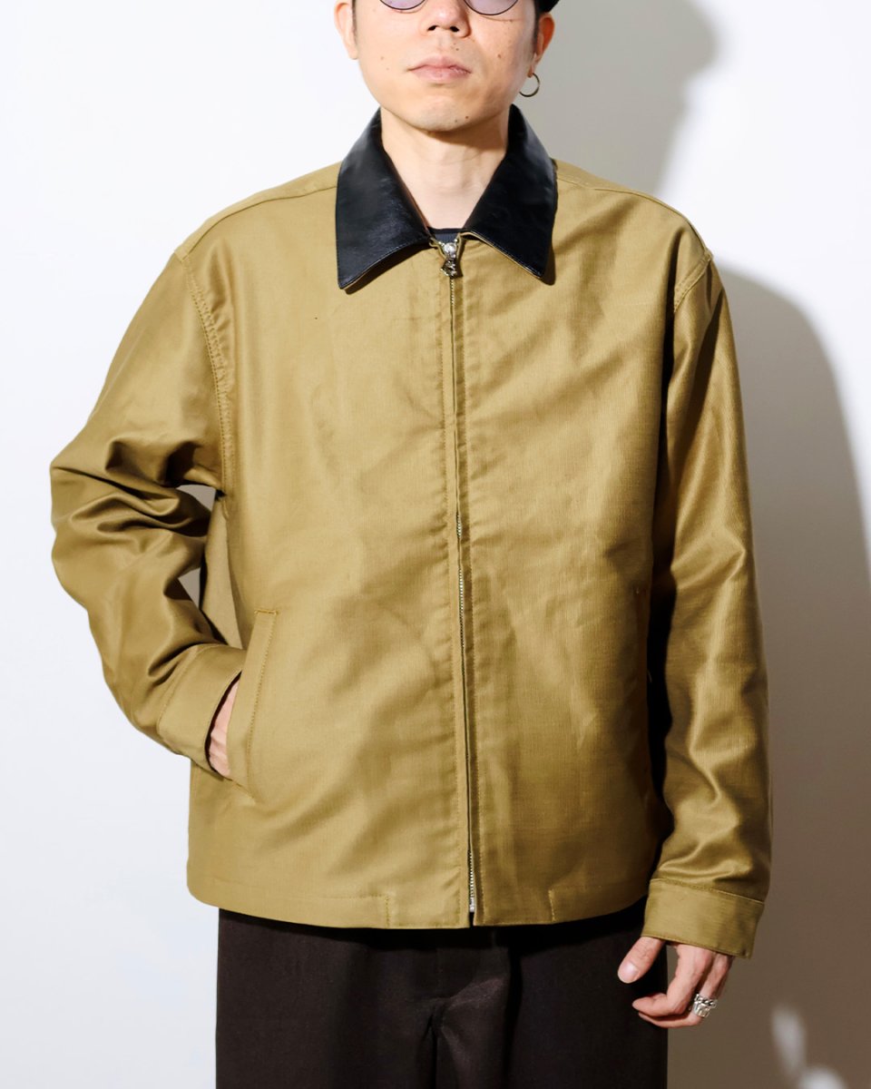 画像2: CALEE  CORD CLOTH LEATHER COLLAR JACKET (2)