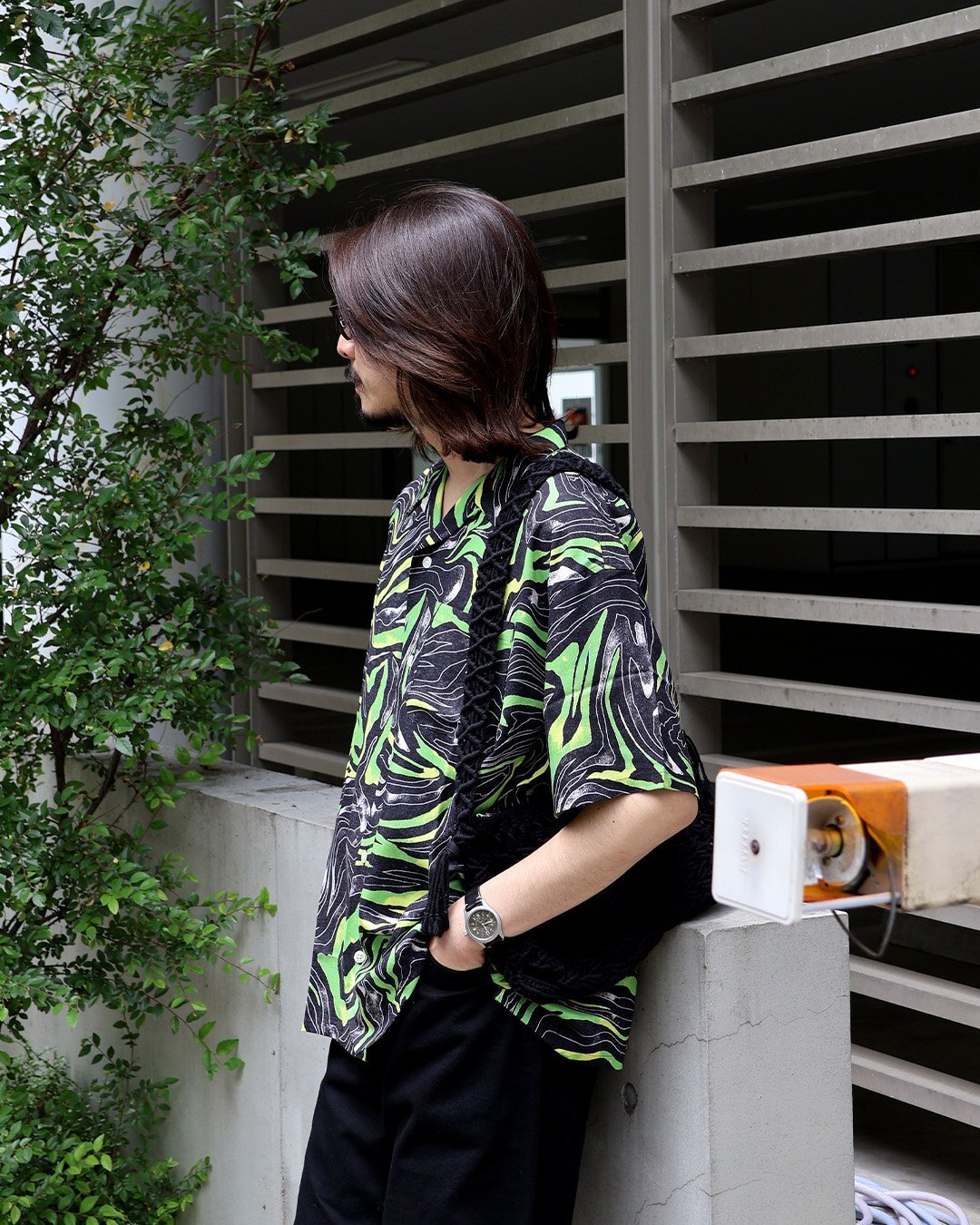 【CALEE】CAMO PATTERN OPEN COLLAR SH