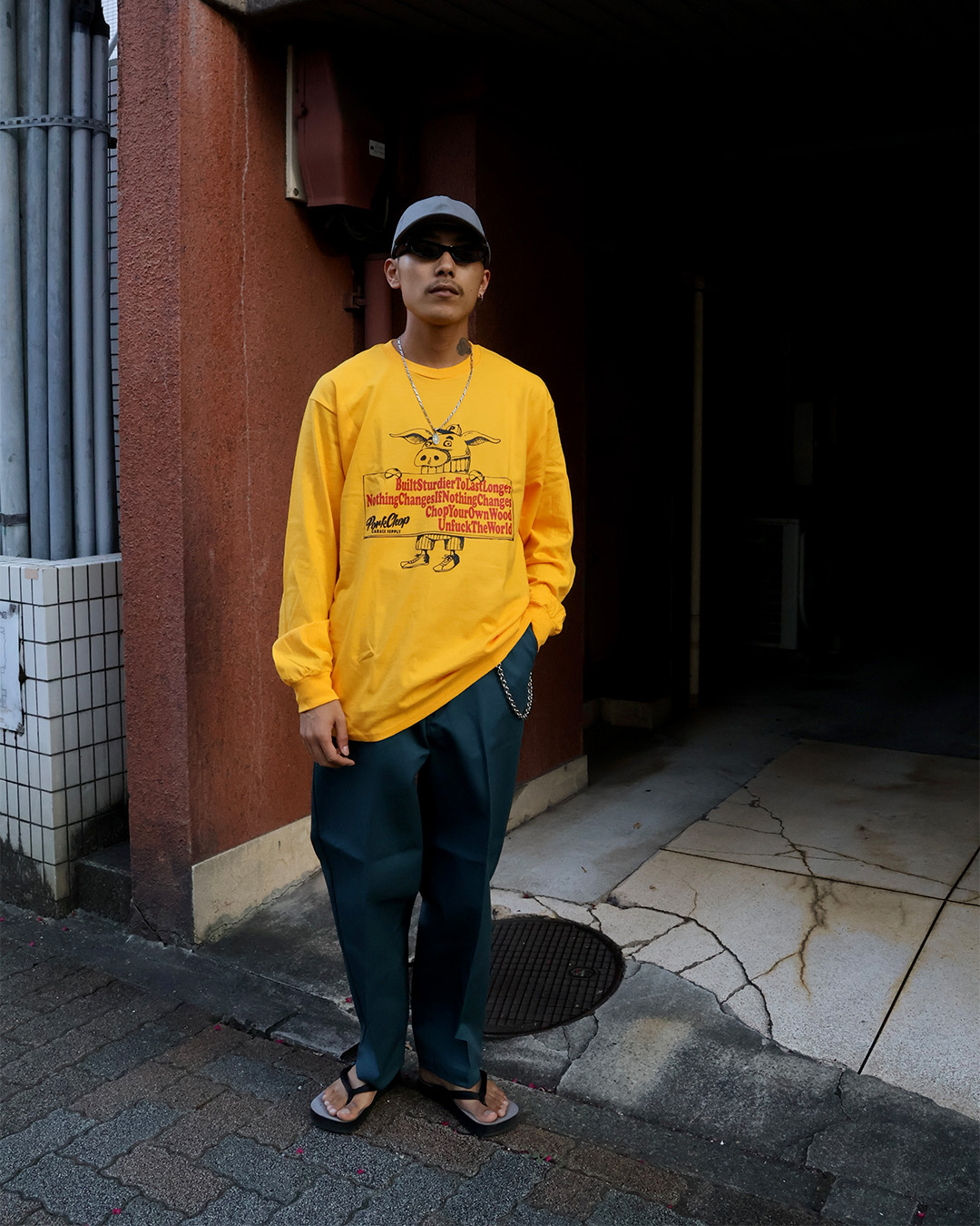 【PORKCHOP GARAGE SUPPLY】 SLOGAN L/S TEE