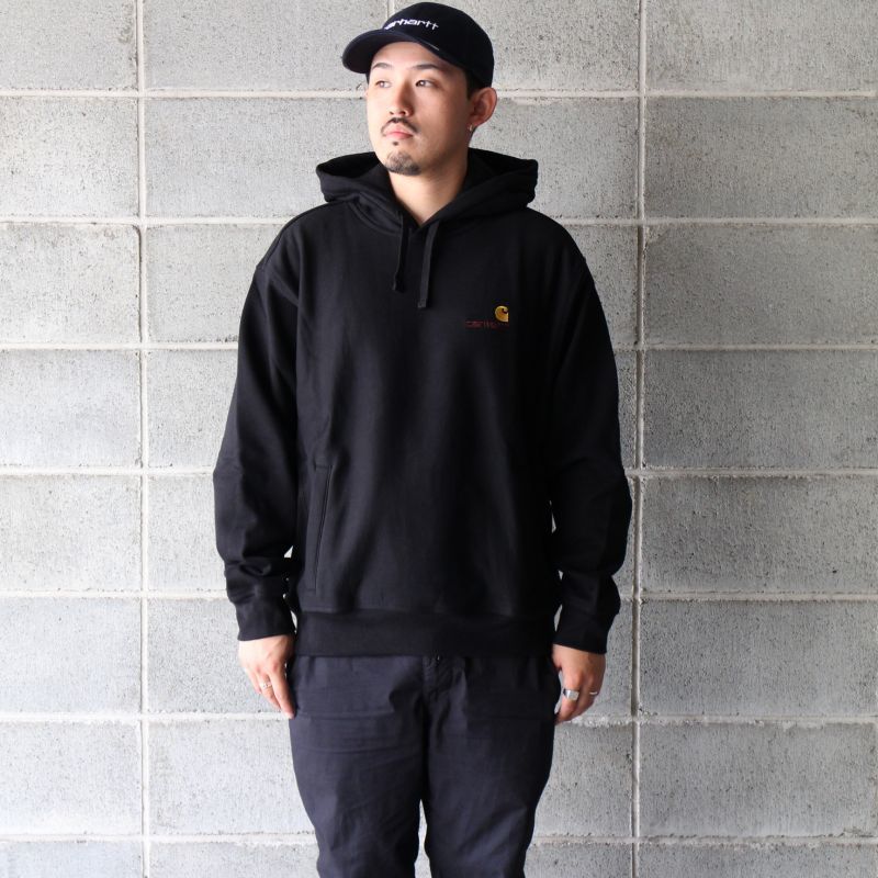 CARHARTT WIP HOODED AMERICAN SCRIPT SWEATSHIRT (Black) I027041 ...