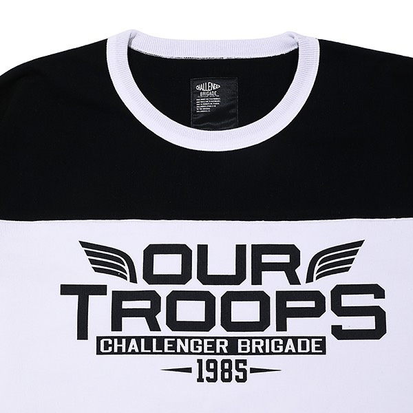 CHALLENGER HEAVY WEIGHT TROOPS TEE (WHITE×BLACK) CLG-CS021-005