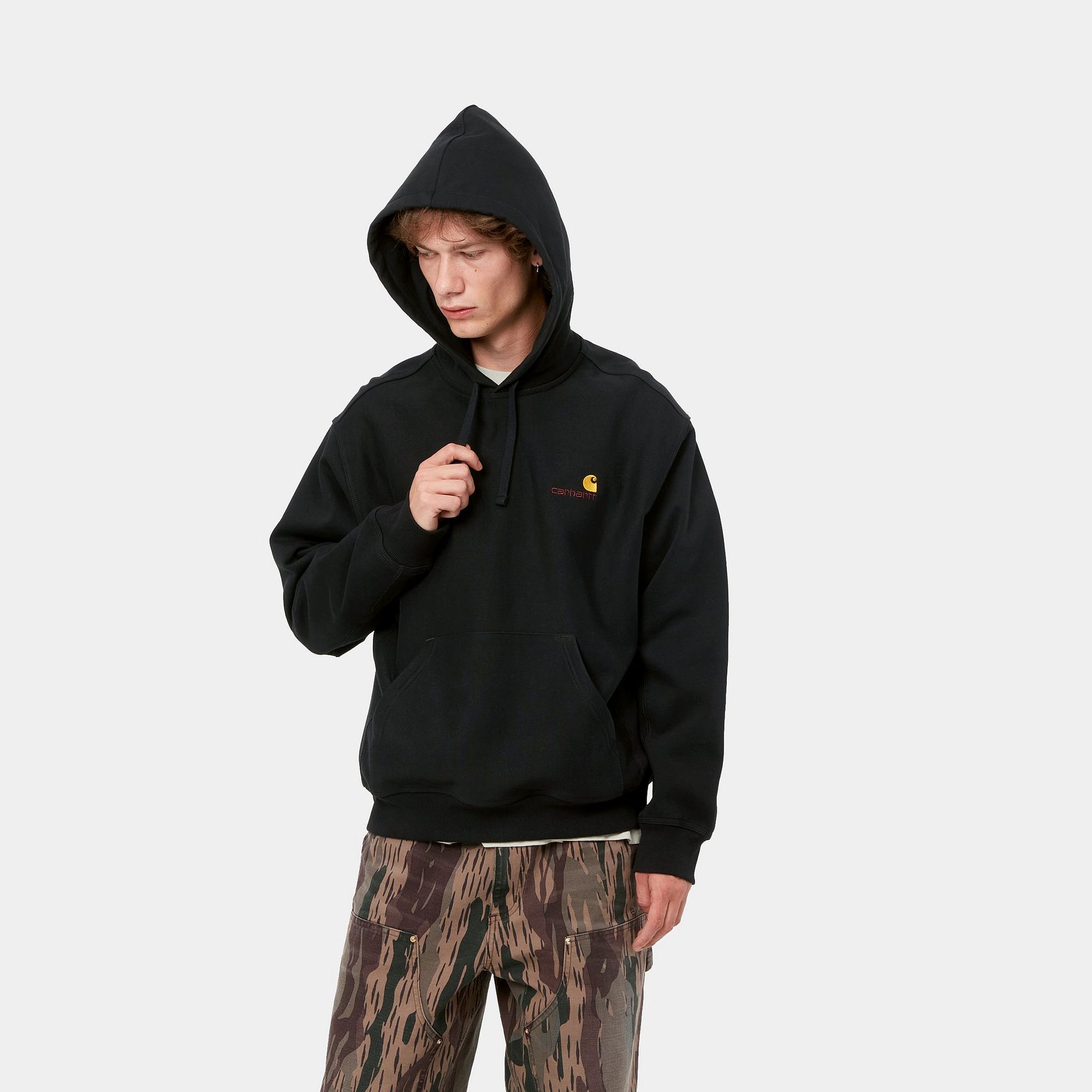 CARHARTT WIP HOODED AMERICAN SCRIPT SWEATSHIRT (Black) I028279