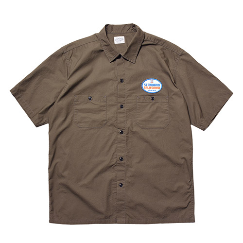 画像1: STANDARD CALIFORNIA  SD Oval Logo Patch Work Shirt Short Sleeve (Charcoal) (1)