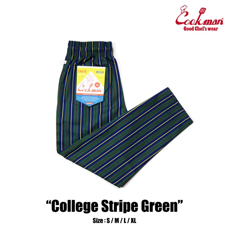 COOKMAN シェフパンツ Chef Pants College Stripe Green (Green) 231-23849 公式通販