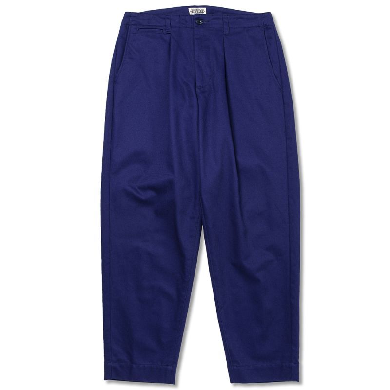 CALEE Vintage type chino cloth tuck trousers (Blue) CL-22AW039 ...
