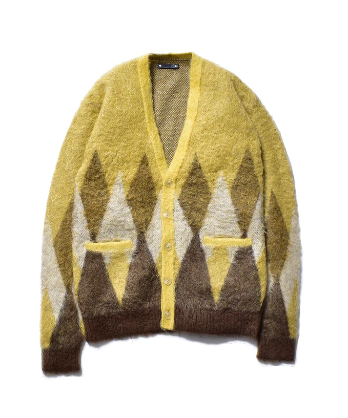 22AW マインデニム　モヘアロングカーディガン　MINEDENIM MINEDENIM - Kid Mohair Argyle Knit Long Cardigan | chord