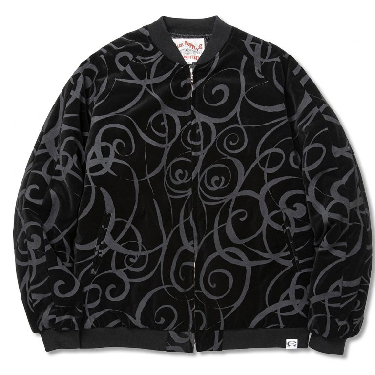 画像1: CALEE  Vintage type original ribbon pattern velvet jacket (Black) (1)