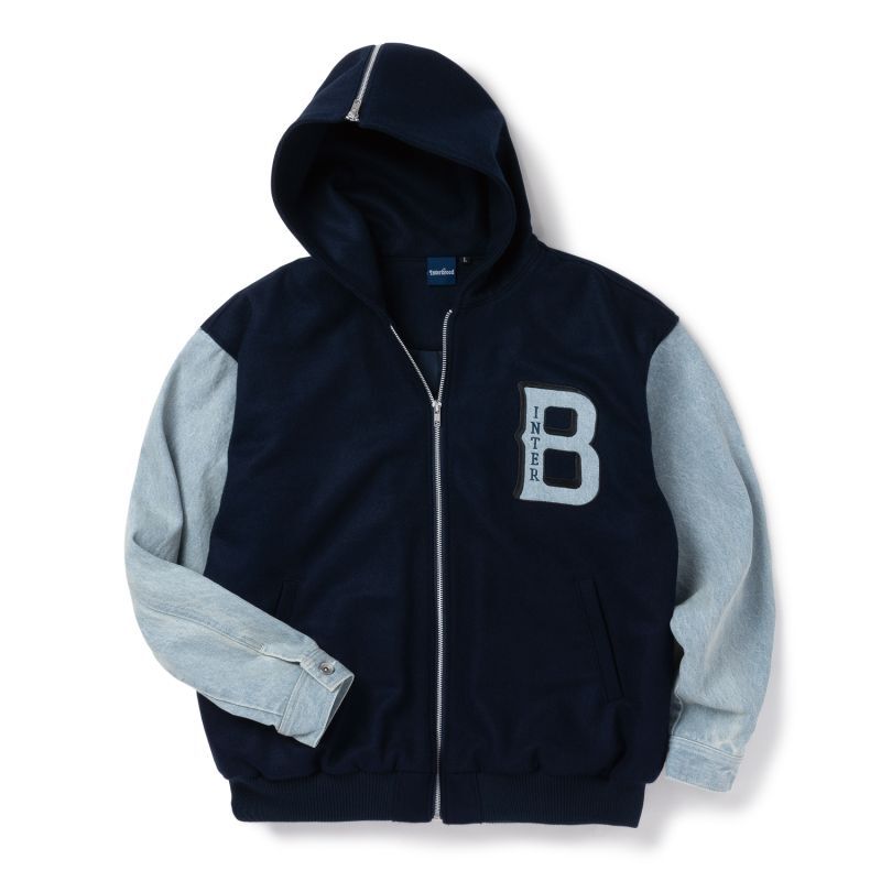 画像1: INTERBREED  IB Hooded School Jacket (Navy) (1)