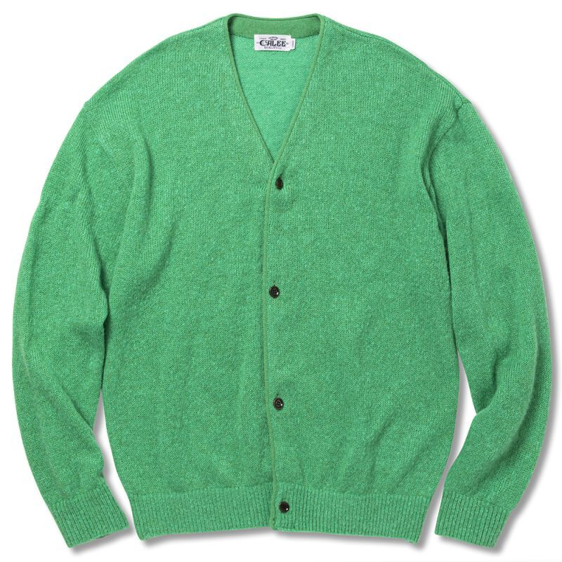 画像1: CALEE  7 Gauge mohair cardigan (Green) (1)