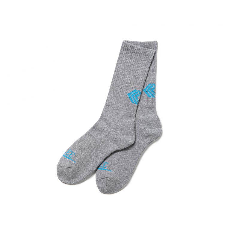 画像1: CALEE  TM Logo color pile socks (Gray) (1)