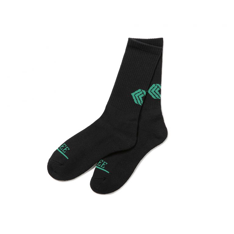 画像1: CALEE  TM Logo color pile socks (Black) (1)