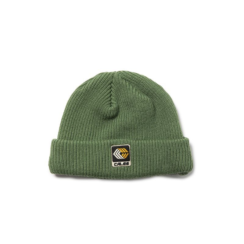 画像1: CALEE  TM Logo wappen wool knit cap (Lt.Green) (1)