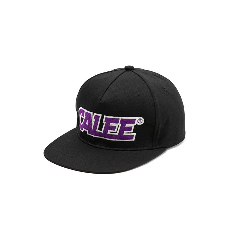 画像1: CALEE  CALEE Univ. embroidery cap (Black.Purple) (1)