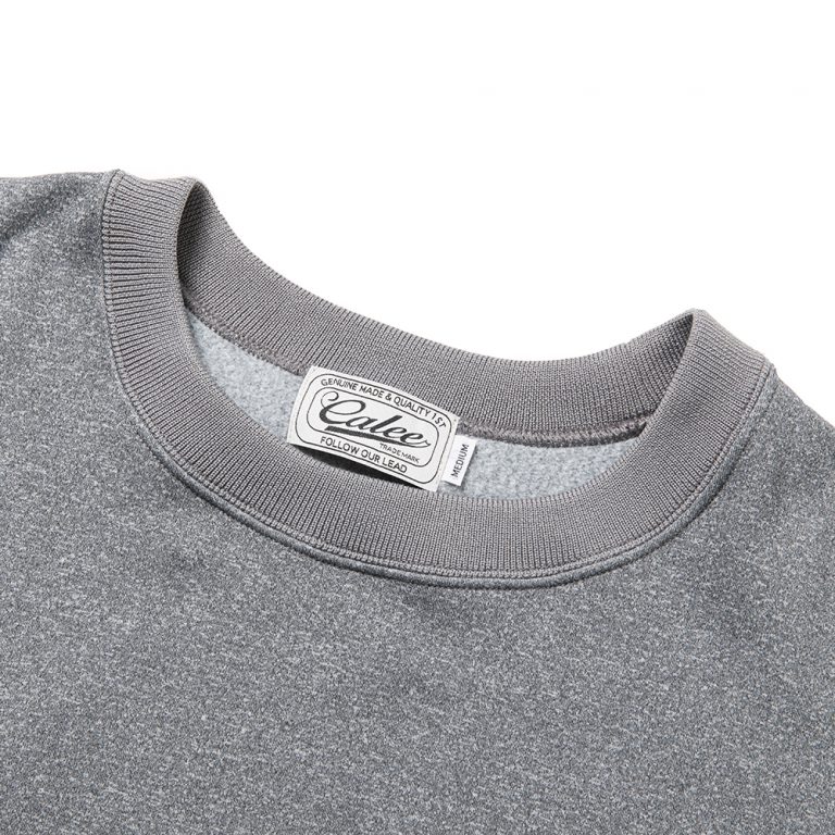 CALEE Cordura fabric tm logo crew neck sweat (Gray) CL-23SS003COR ...