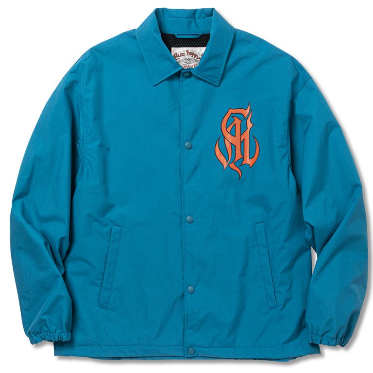 画像1: CALEE  CAL Logo fol drop shoulder utility coach jacket -Naturally paint design- (Blue) (1)
