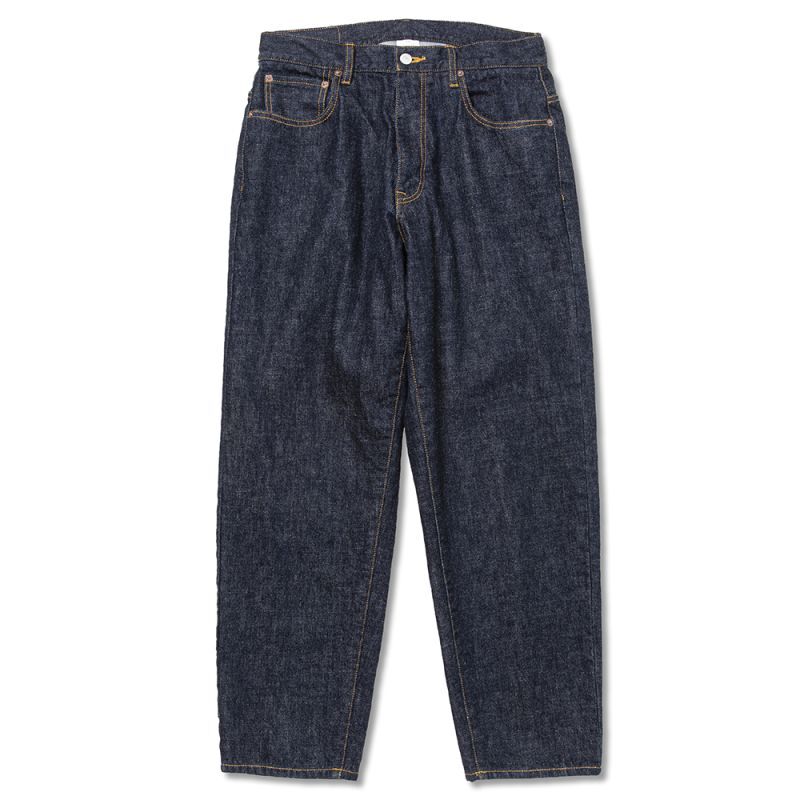画像1: CALEE  Vintage reproduct wide silhouette denim pants -one wash- (Ow Indigo Blue) (1)
