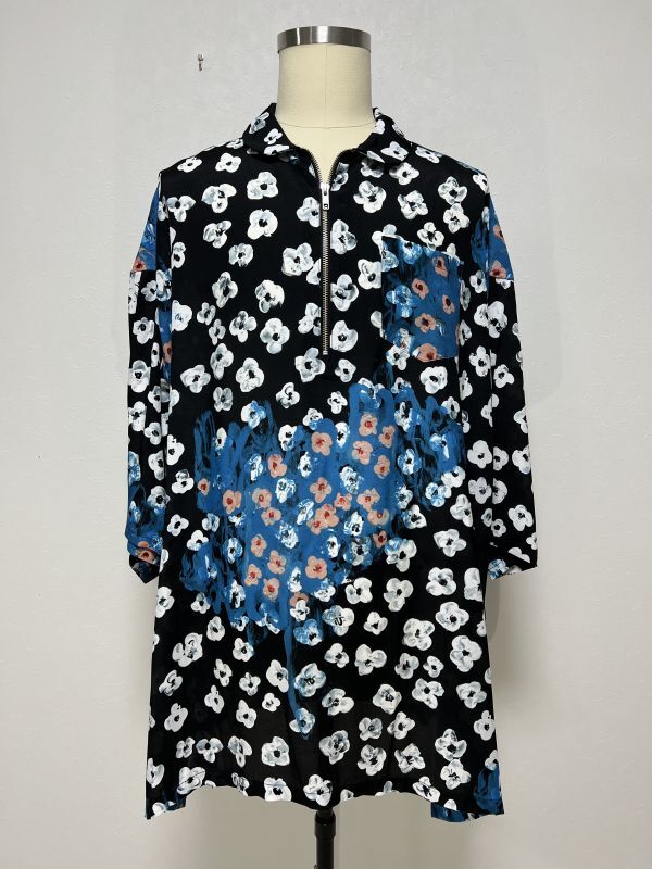 KIDILL HALF ZIP SHIRT - TEXTILE DESIGN BY MAYA SHIBASAKI (BLACK ...