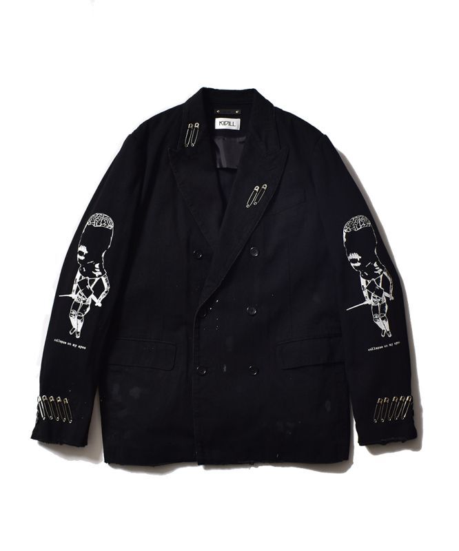 KIDILL × MINEDENIM DENIM TAILORED JACKET - DISTRESSED DENIM (BLACK