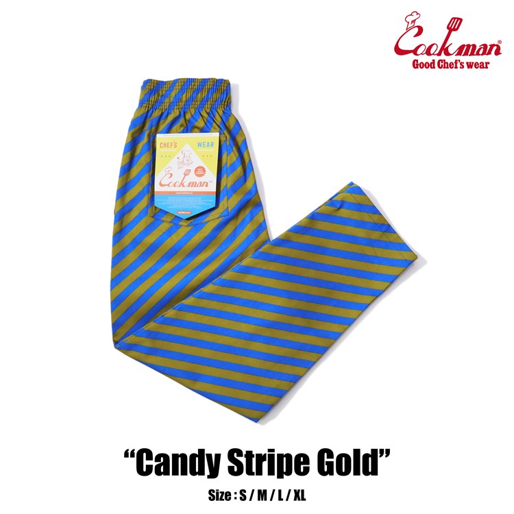 画像1: COOKMAN  Chef Pants Candy Stripe (Gold) (1)