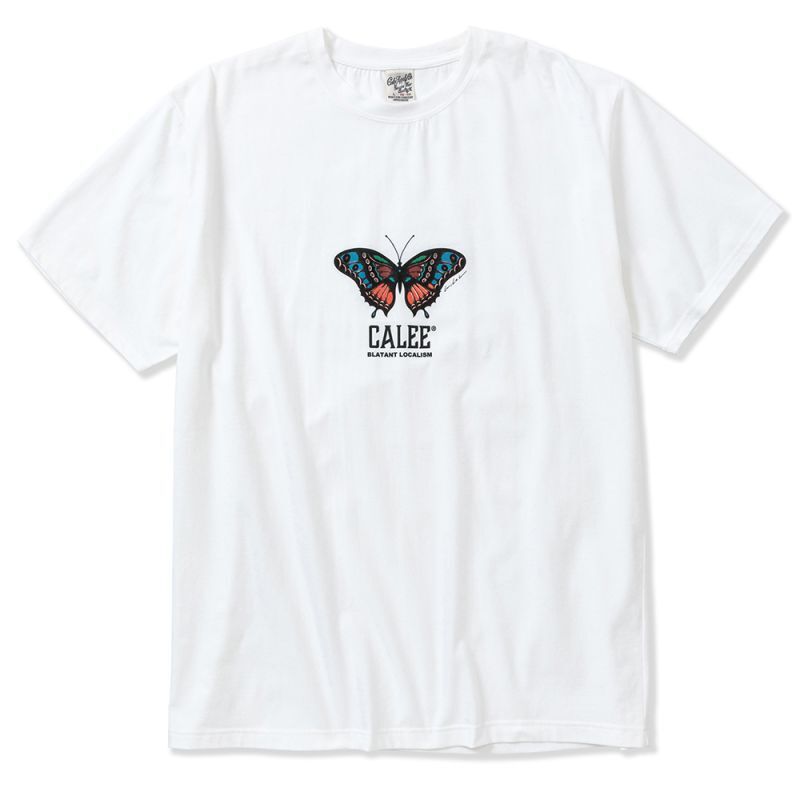 画像1: CALEE  ×MIHO MURAKAMI Stretch CL butterfly logo t-shirt (White) (1)