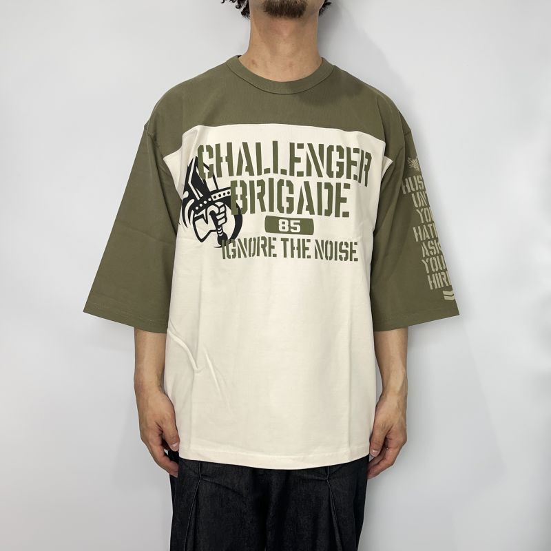 CHALLENGER Q/S ARMY FOOTBALL TEE (OLIVE × WHITE) CLG-CS 023-001