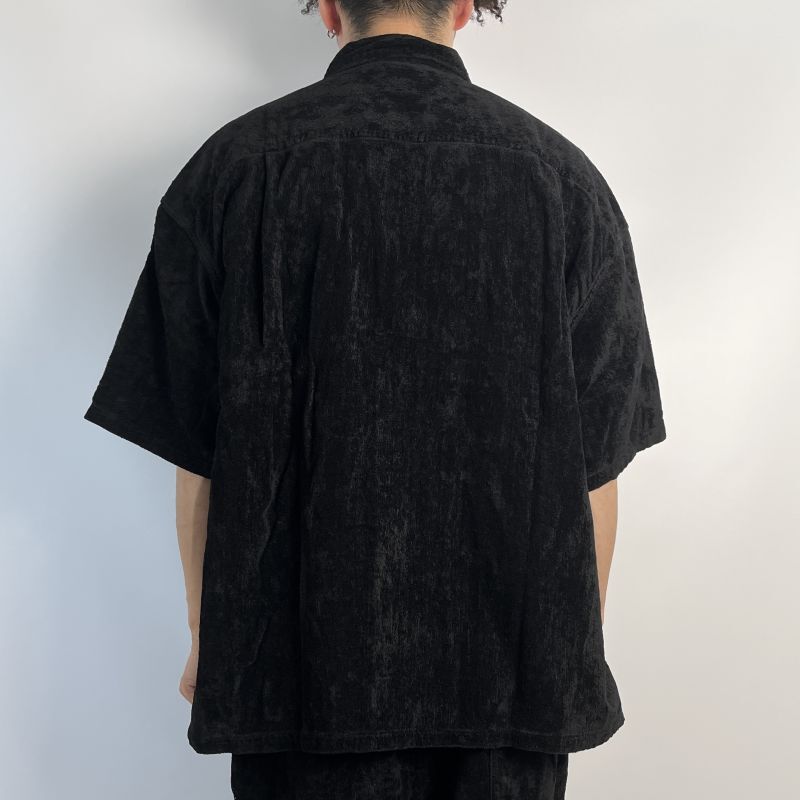COOTIE Garment Dyed L/C Velvet Open Collar S/S Shirt (Black) CTE