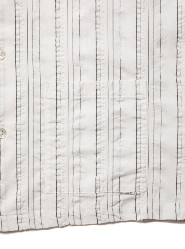 COOTIE Stripe Sucker Cloth Open Collar S/S Shirt (White) CTE