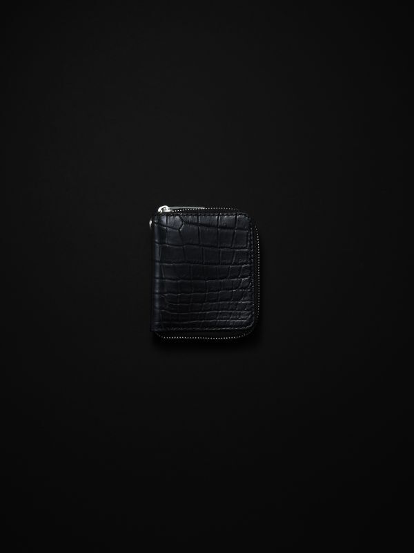 ANTIDOTE BUYERS CLUB Round Zip Compact Wallet(Crocodile) (Black