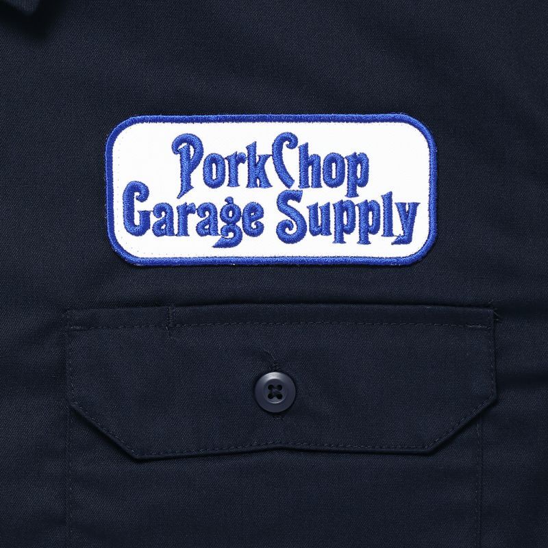 PORKCHOP GARAGE SUPPLY ROUNDED WAPPEN WORK SHIRT (DARK NAVY) P0269