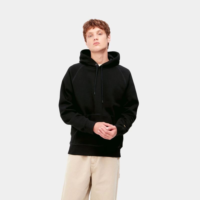 CARHARTT WIP HOODED CHASE SWEATSHIRT (Black / Gold) I026384-23AW ...