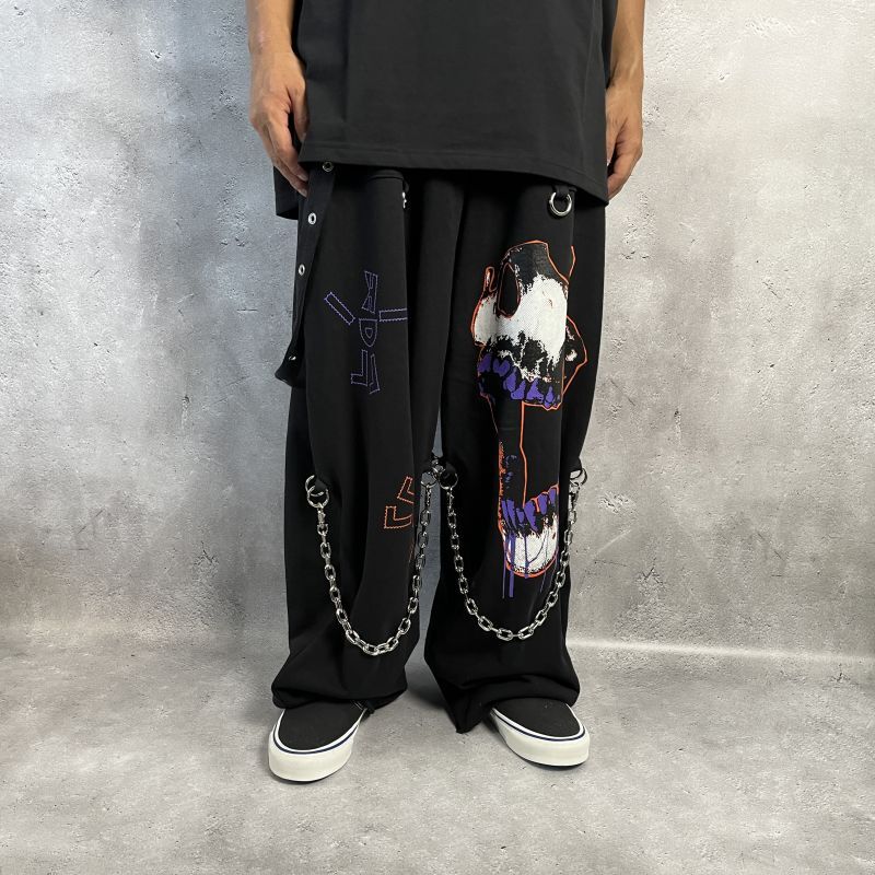 KIDILL WIDE SWEAT PANTS MULTI PRINT BLACK KL770