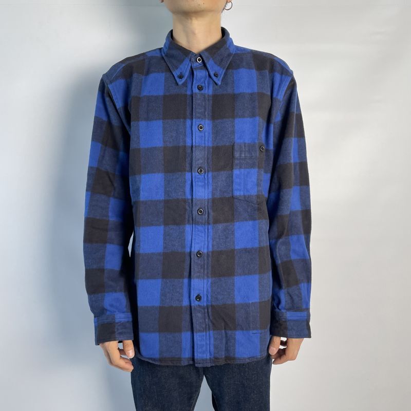 nonnative DWELLER B.D. SHIRT COTTON FLANNEL BLOCK CHECK BLUE