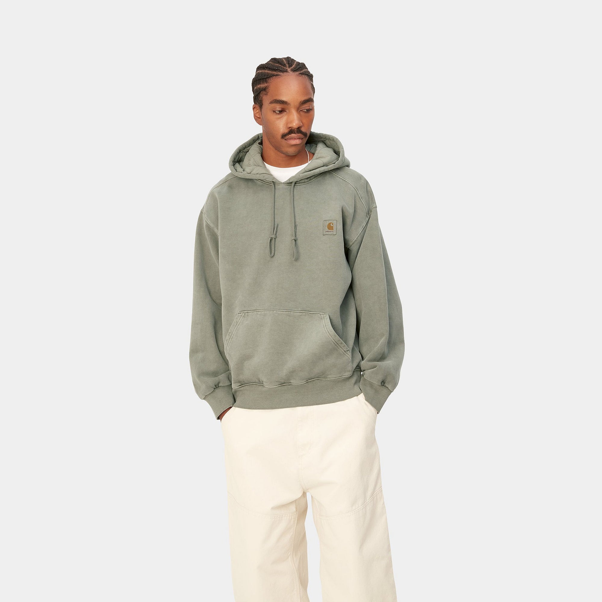 CARHARTT WIP HOODED VISTA SWEATSHIRT (Smoke Green garment dyed