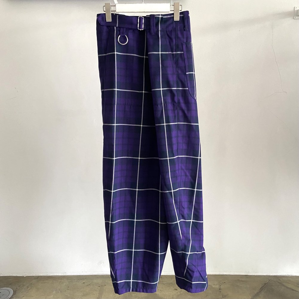 KIDILL WIDE BONDAGE PANTS BRITISH TARTAN (PURPLE TARTAN) KL766