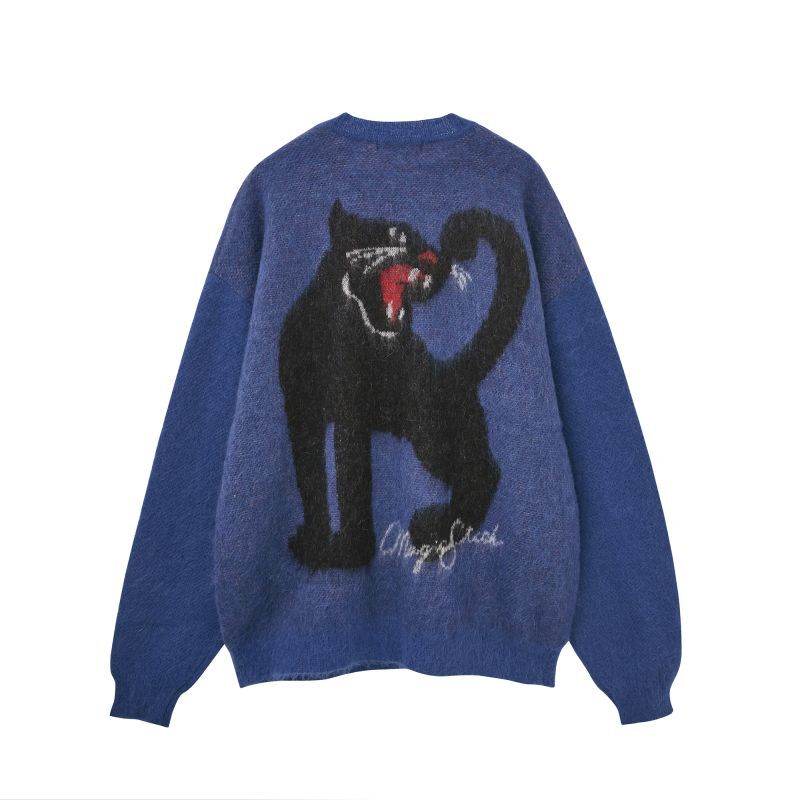MAGIC STICK Mohair Black Panther Crew knit (Royal Blue) 23AW-MS10 ...