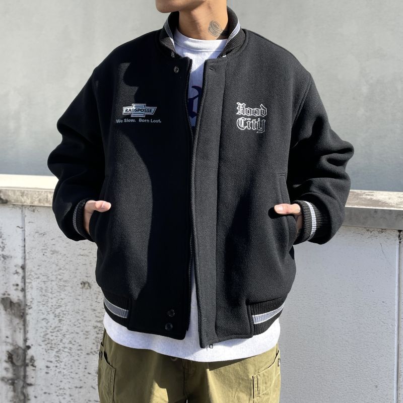 ロットワイラー スタジャンXL 刺繍 本革リブ(RADIALL HOOD CITY ロットワイラー スタジャンXL 刺繍 本革リブ(RADIALL HOOD CITY