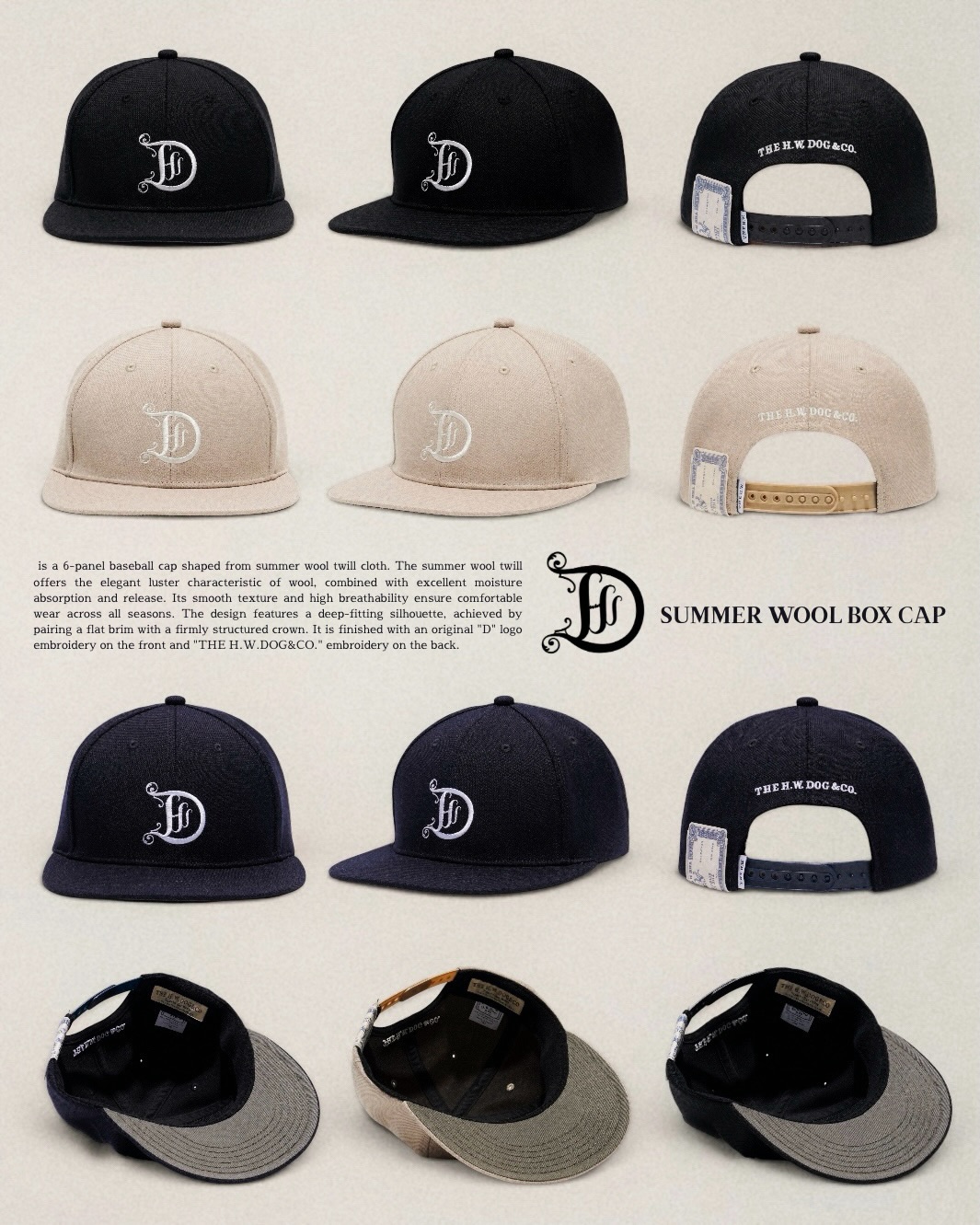 THE H.W.DOG&CO. SUMMER WOOL BOX CAP D-01144 正規取扱通販