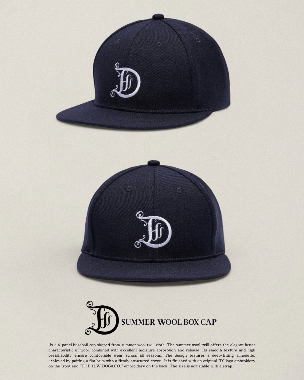 THE H.W.DOG&CO. SUMMER WOOL BOX CAP D-01144 正規取扱通販