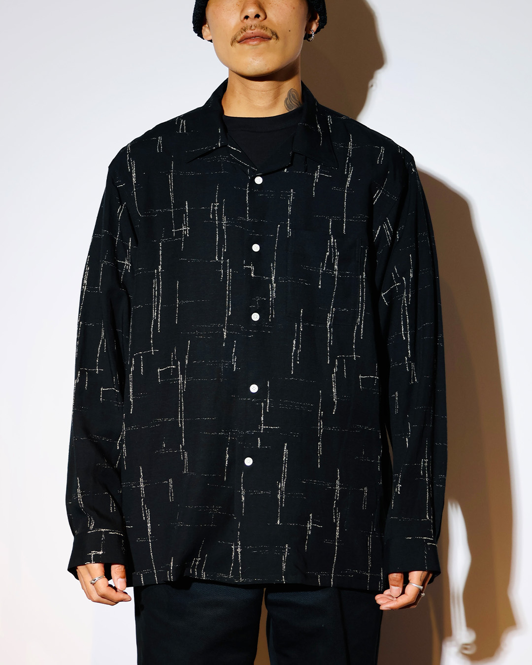 OLD JOE ORIGINAL PRINTED OPEN COLLAR SHIRTS (KASURI) Long-sleeve