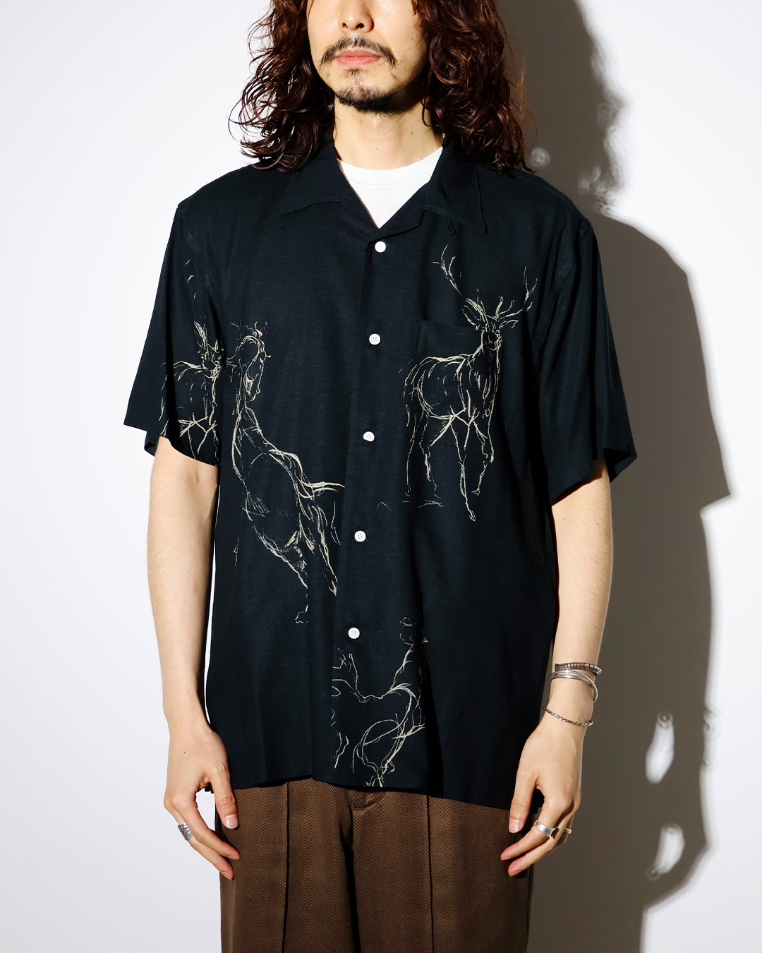 OLD JOE ORIGINAL PRINTED OPEN COLLAR SHIRTS (ANIMAL DRAWING) Short