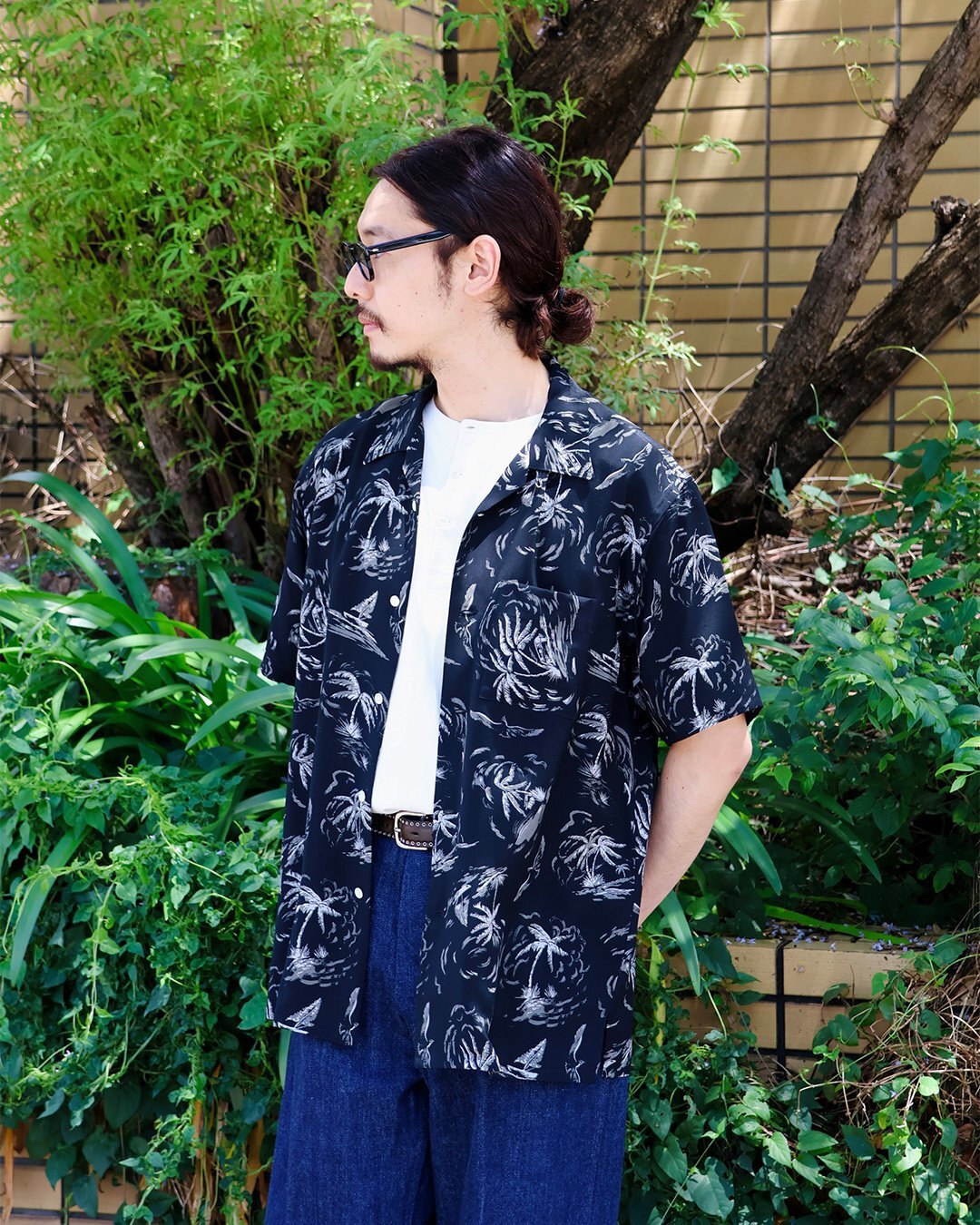 PALMO様用　LANE 50's ビンテージ アクレイムシリーズ サークルテー OLD JOE ORIGINAL PRINTED OPEN COLLAR SHIRTS (PALM TREE) Short